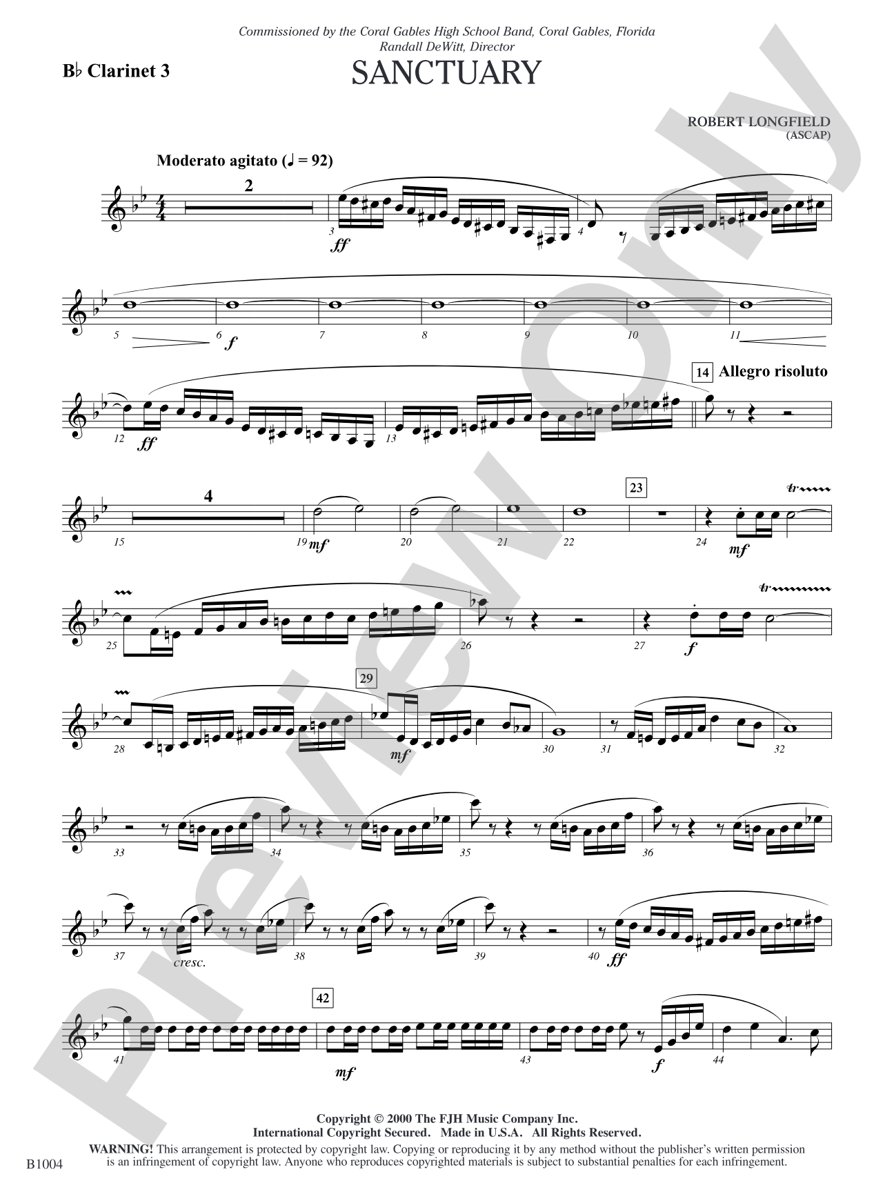 Sanctuary: B-flat Clarinet 3