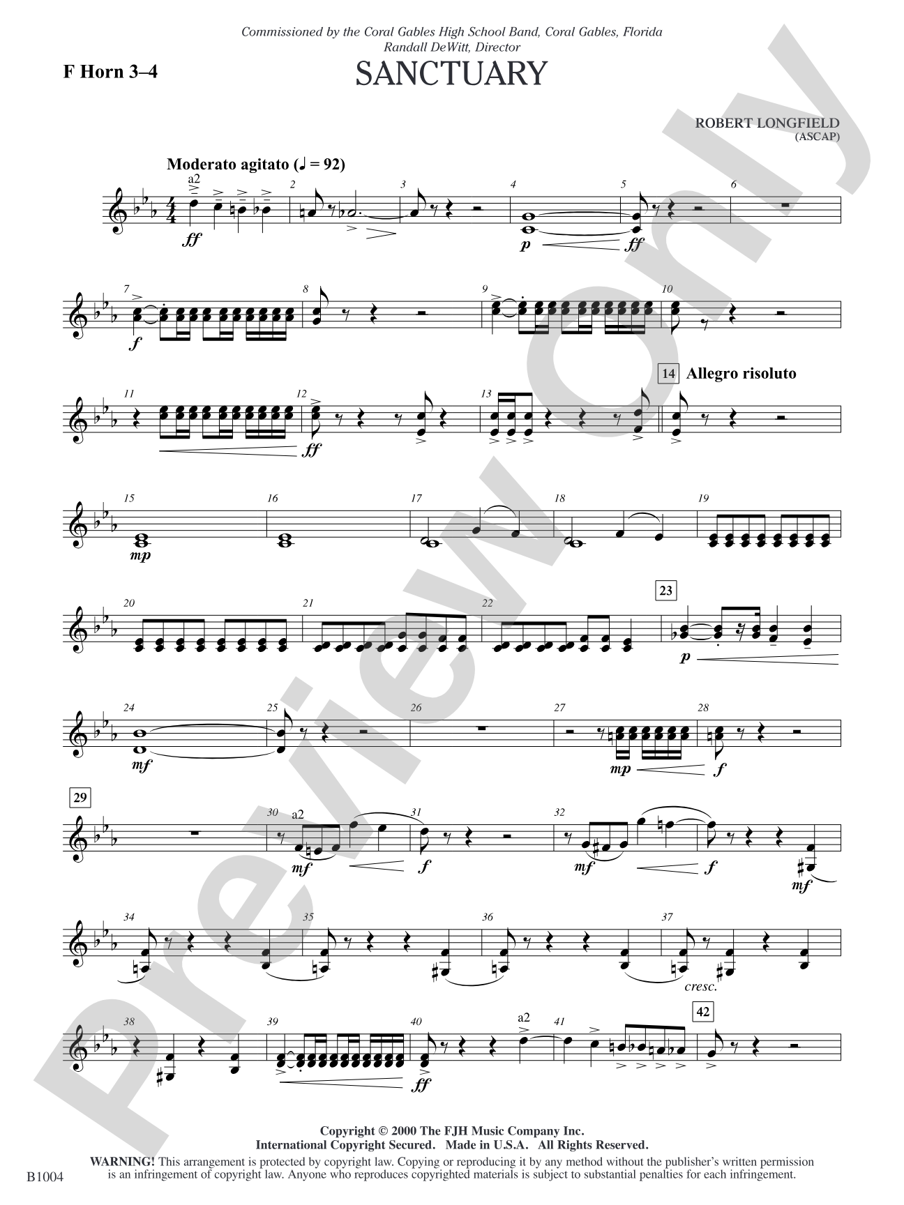 Sanctuary: F Horn 3-4