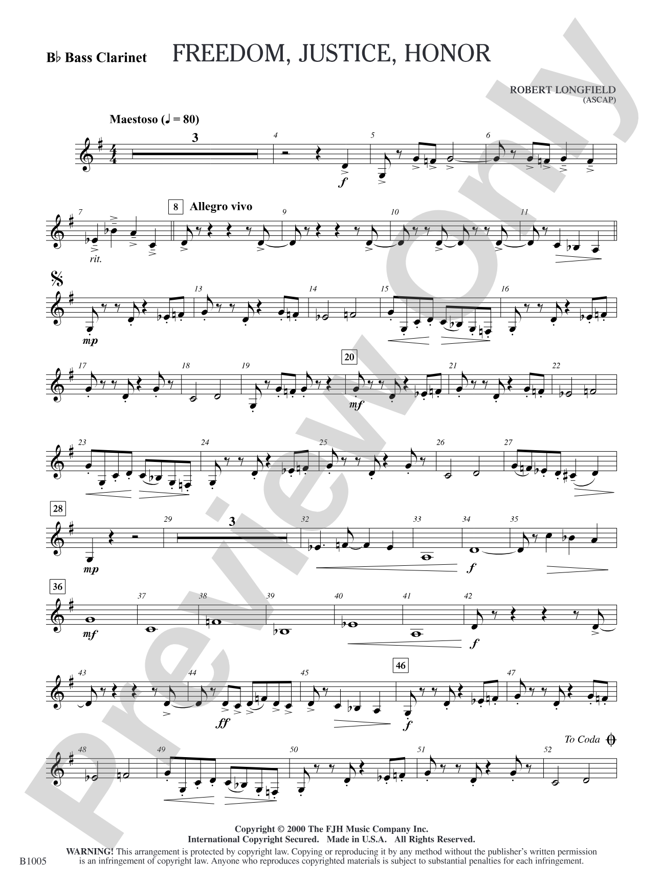 Freedom, Justice, Honor: B-flat Bass Clarinet