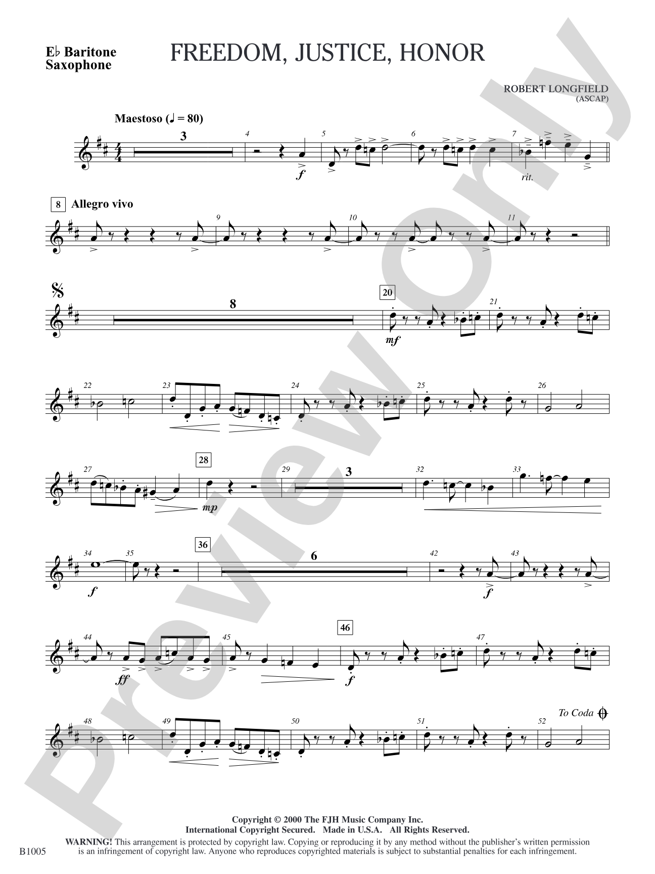 Freedom, Justice, Honor: E-flat Baritone Saxophone