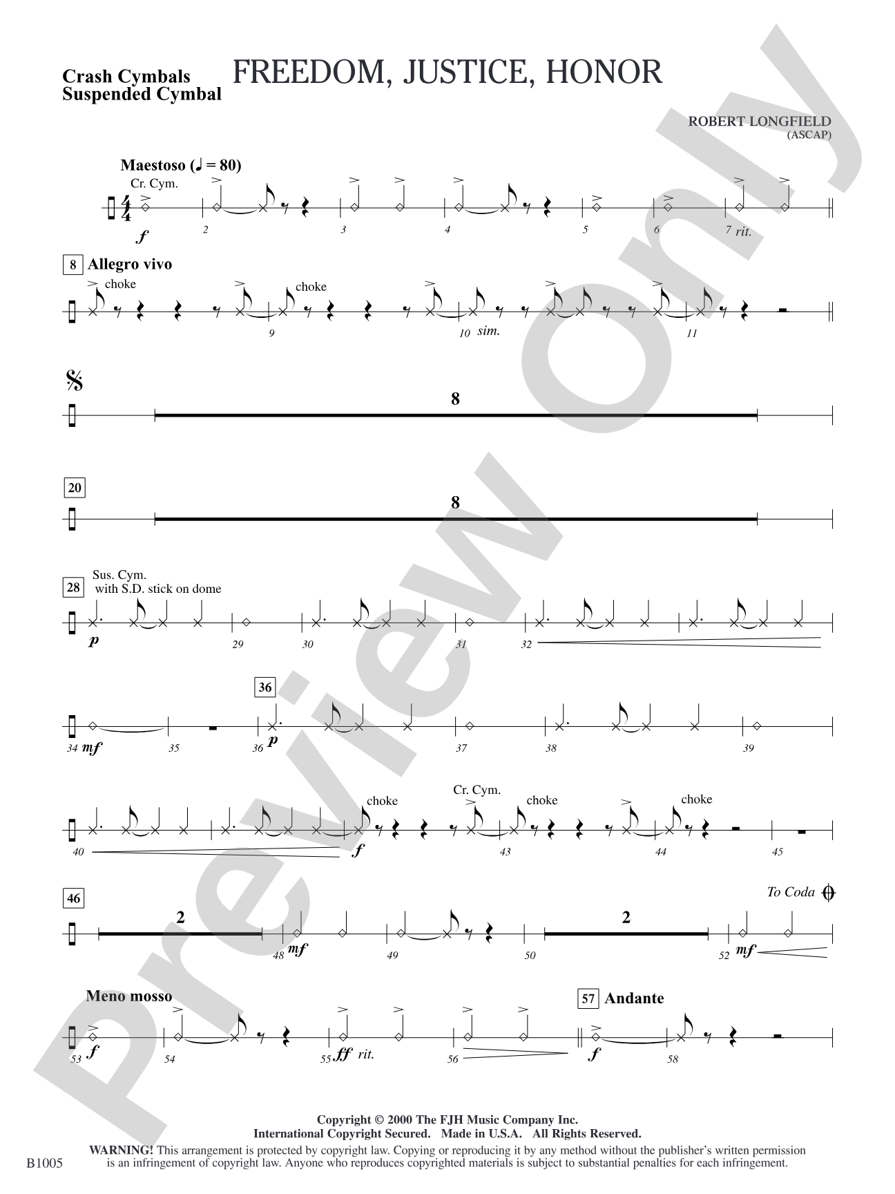 Freedom, Justice, Honor: Crash Cymbals/Suspended Cymbal