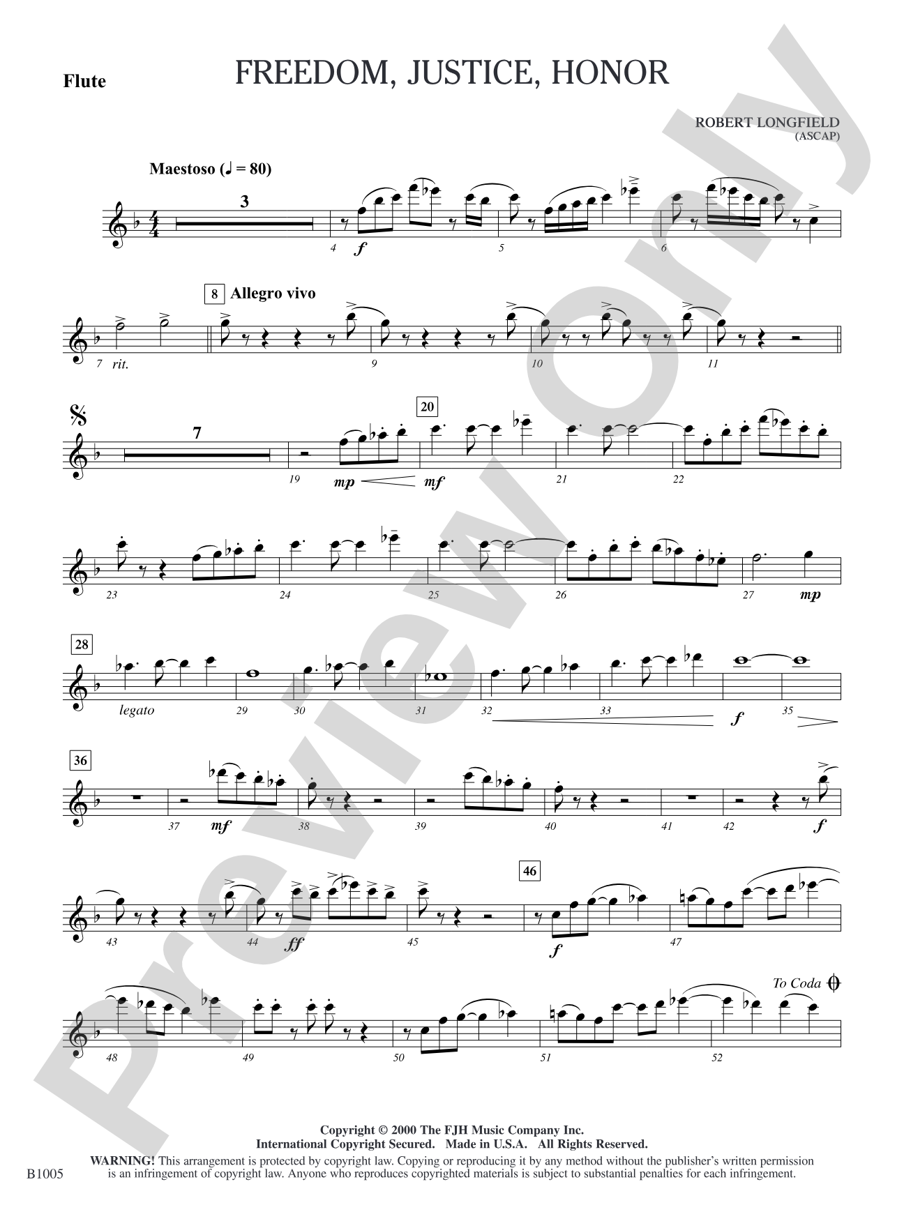 Freedom, Justice, Honor: Flute