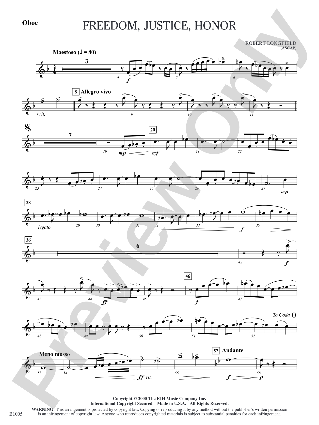 Freedom, Justice, Honor: Oboe