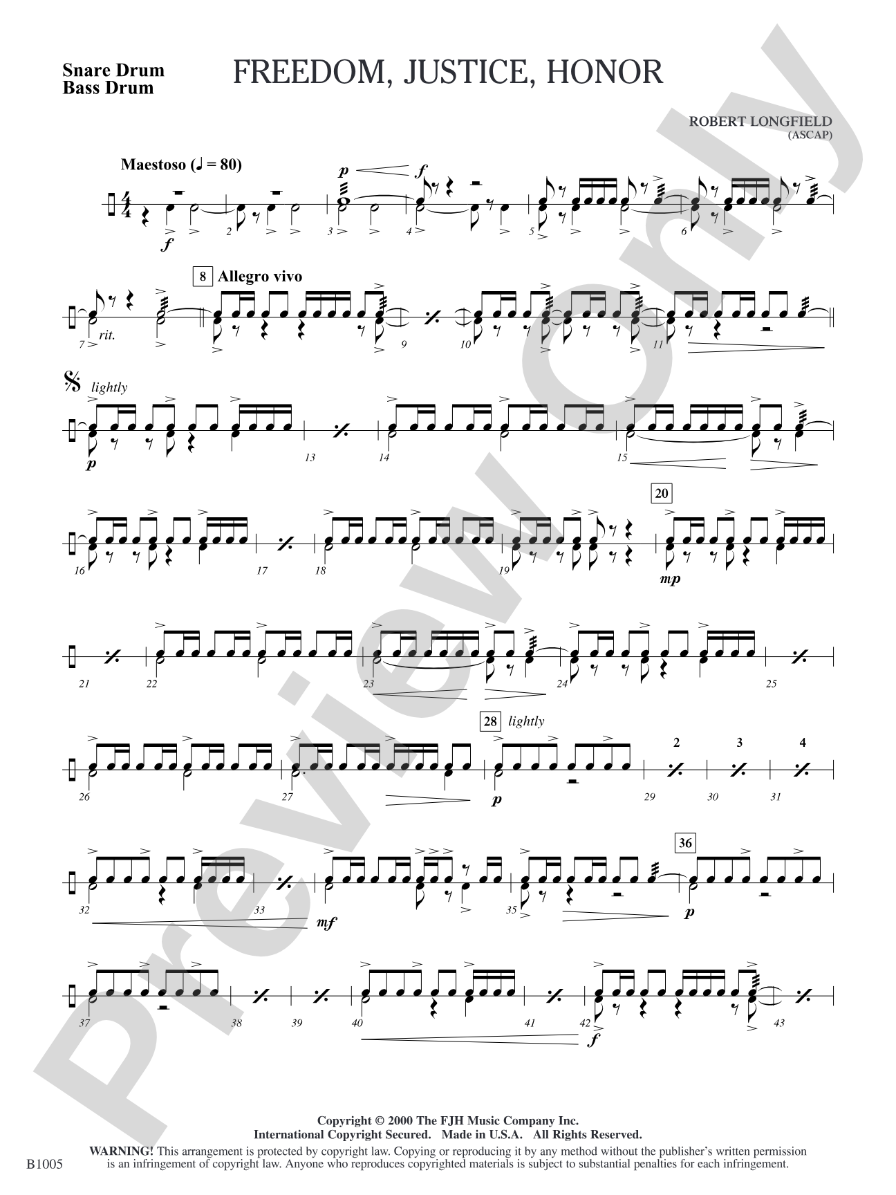 Freedom, Justice, Honor: Snare Drum/Bass Drum