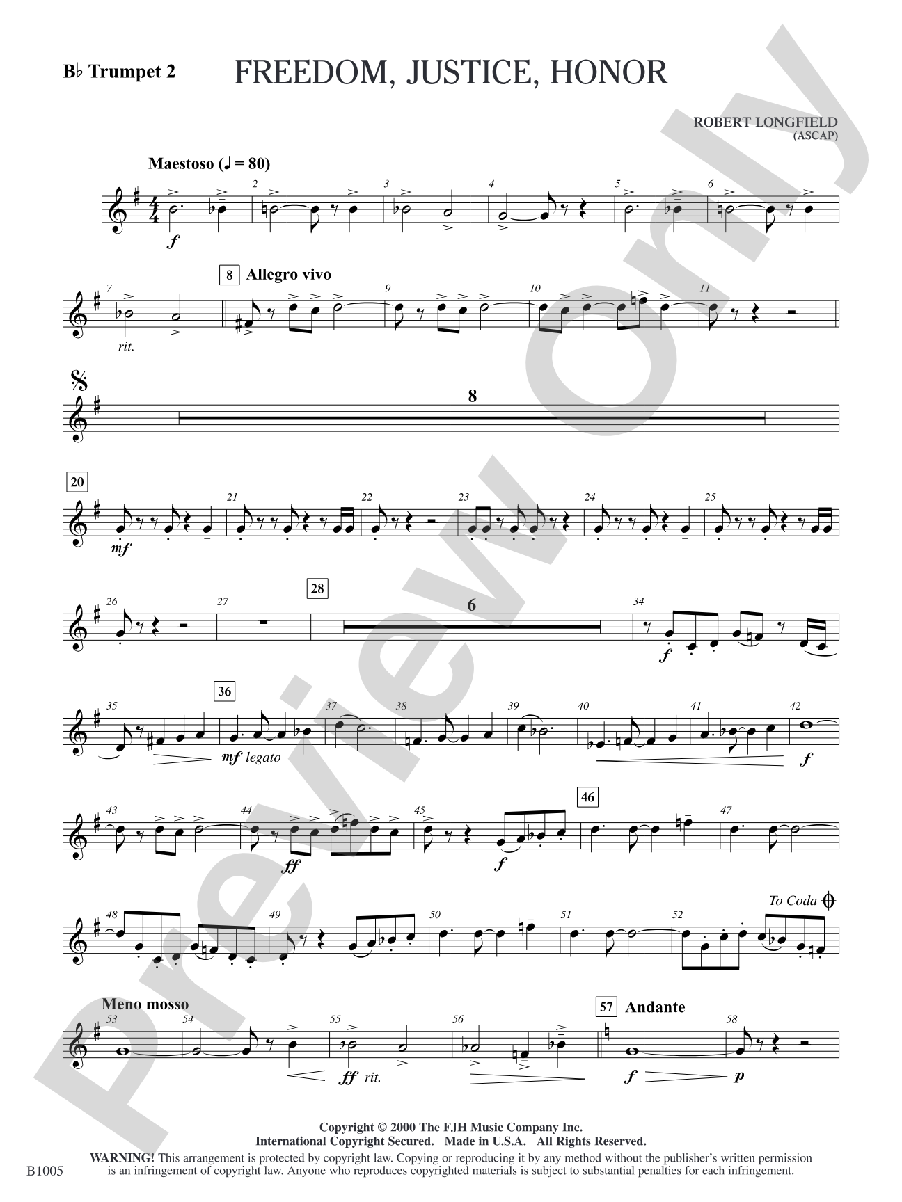 Freedom, Justice, Honor: B-flat Trumpet 2