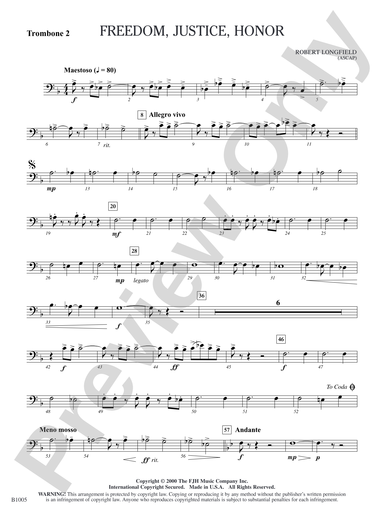 Freedom, Justice, Honor: Trombone 2
