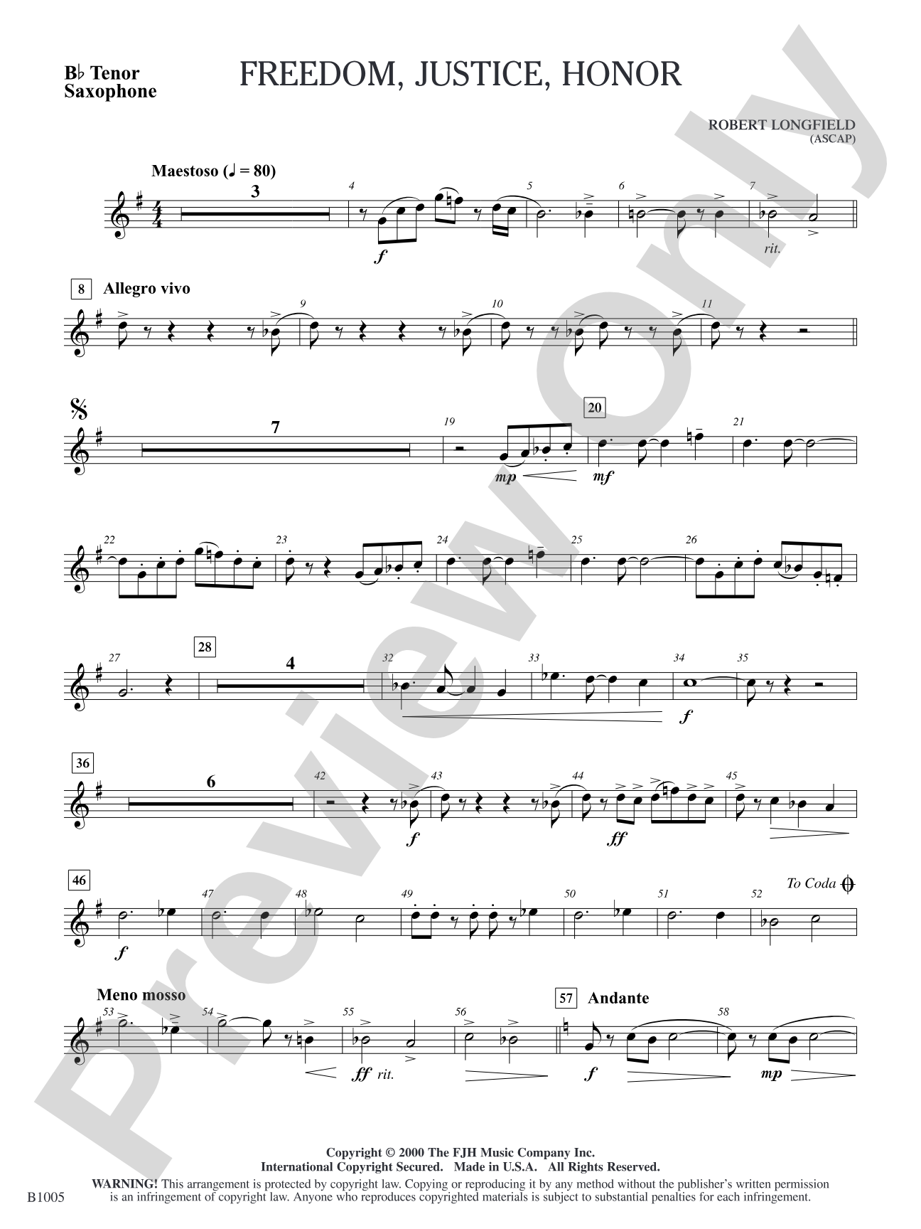 Freedom, Justice, Honor: B-flat Tenor Saxophone
