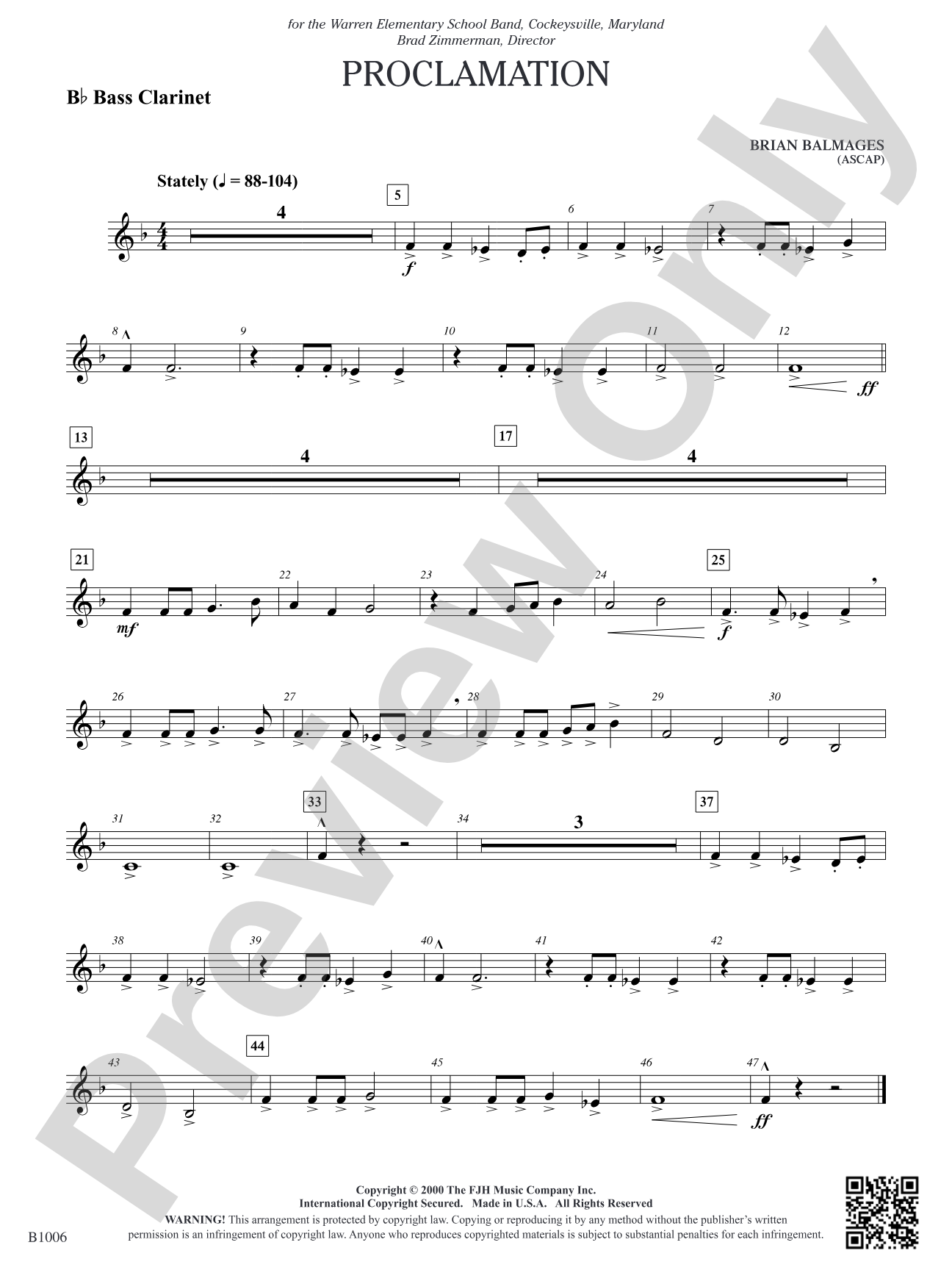 Proclamation: B-flat Bass Clarinet
