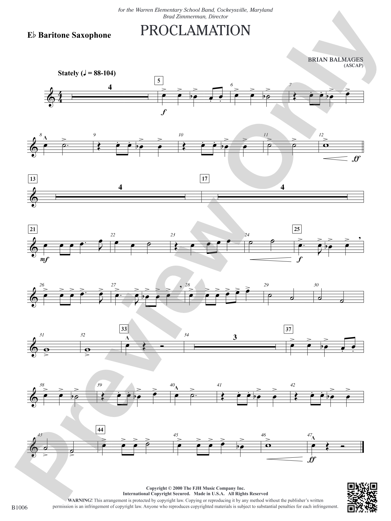 Proclamation: E-flat Baritone Saxophone