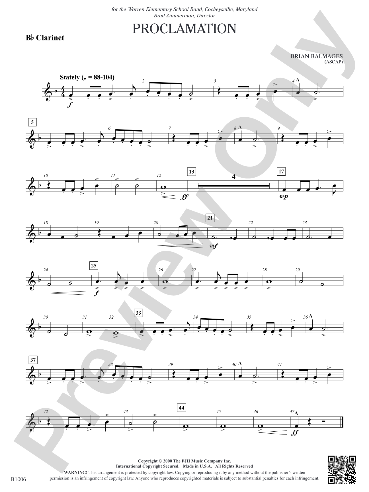 Proclamation: B-flat Clarinet