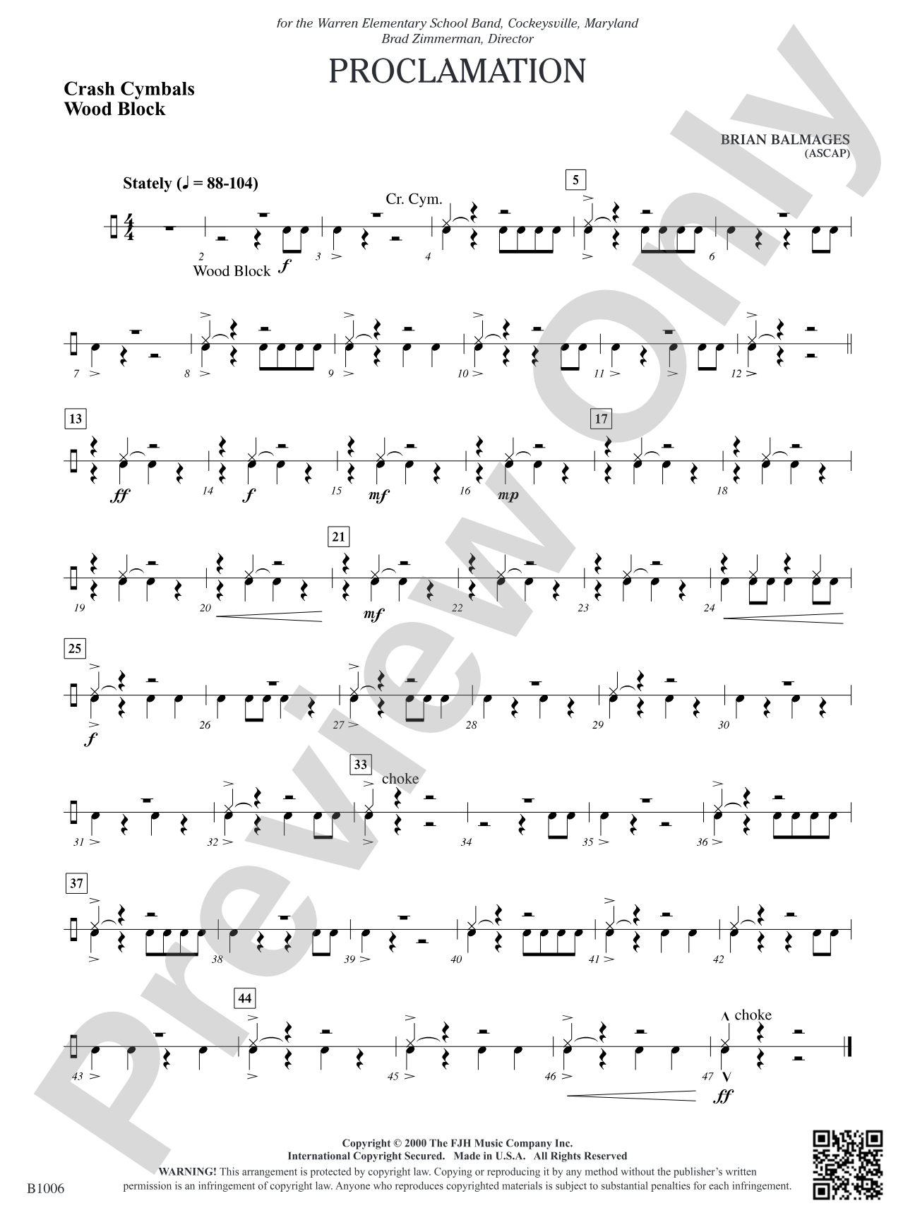 Proclamation: Crash Cymbals/Wood Blocks