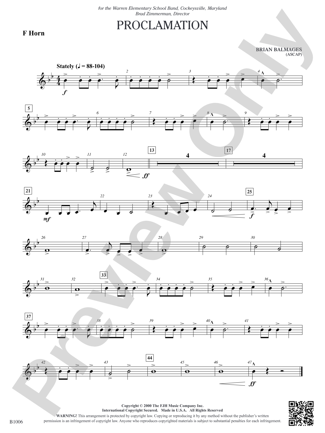 Proclamation: F Horn