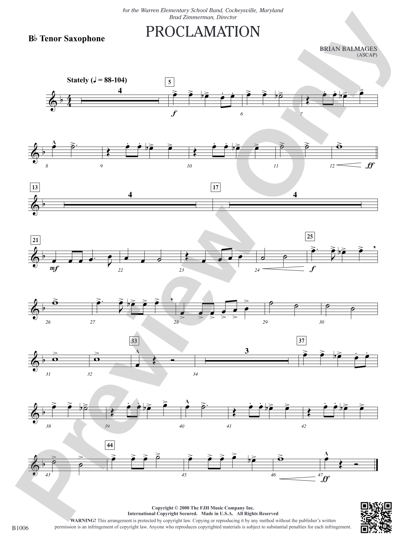 Proclamation: B-flat Tenor Saxophone
