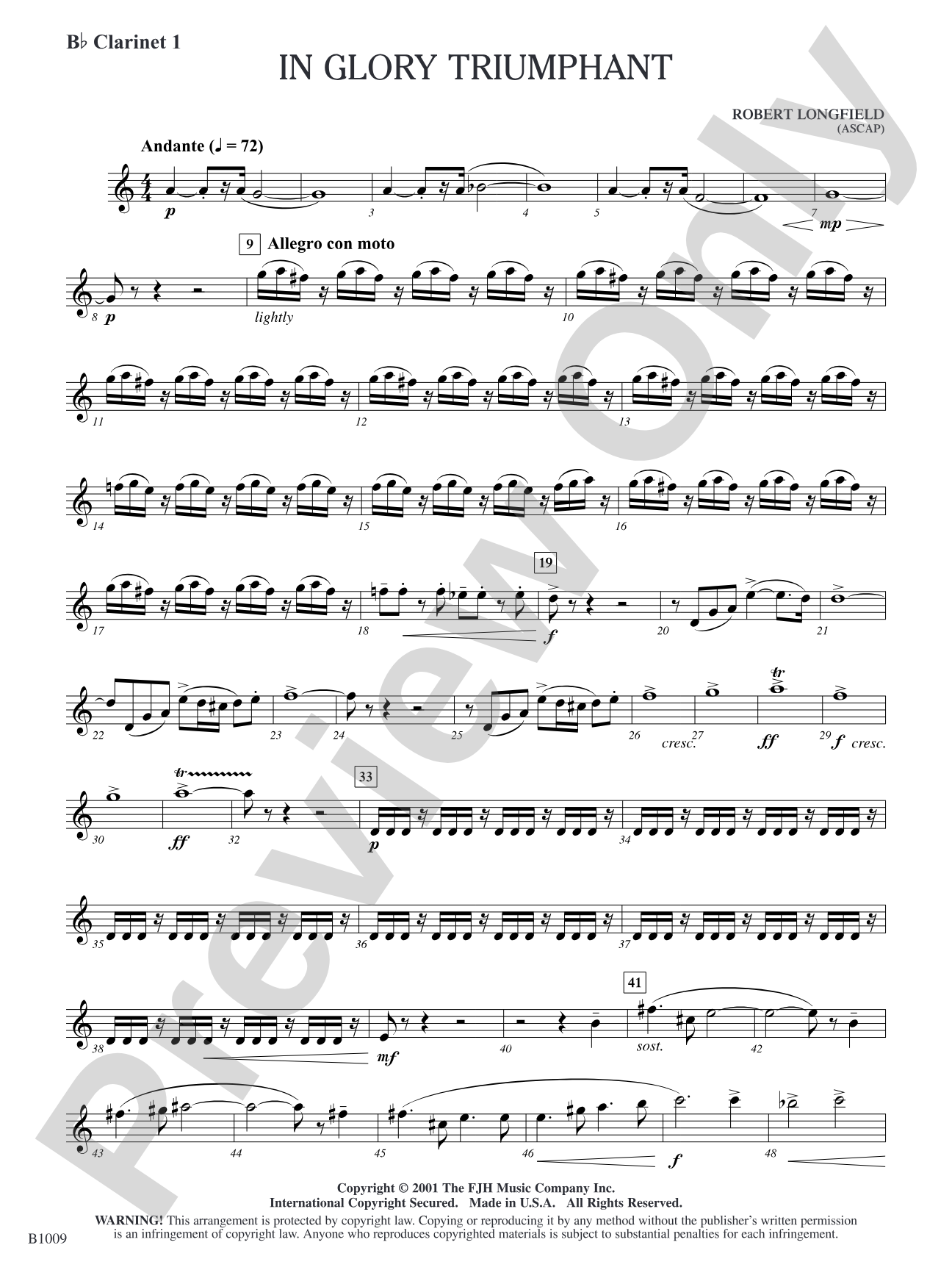 In Glory Triumphant: B-flat Clarinet 1