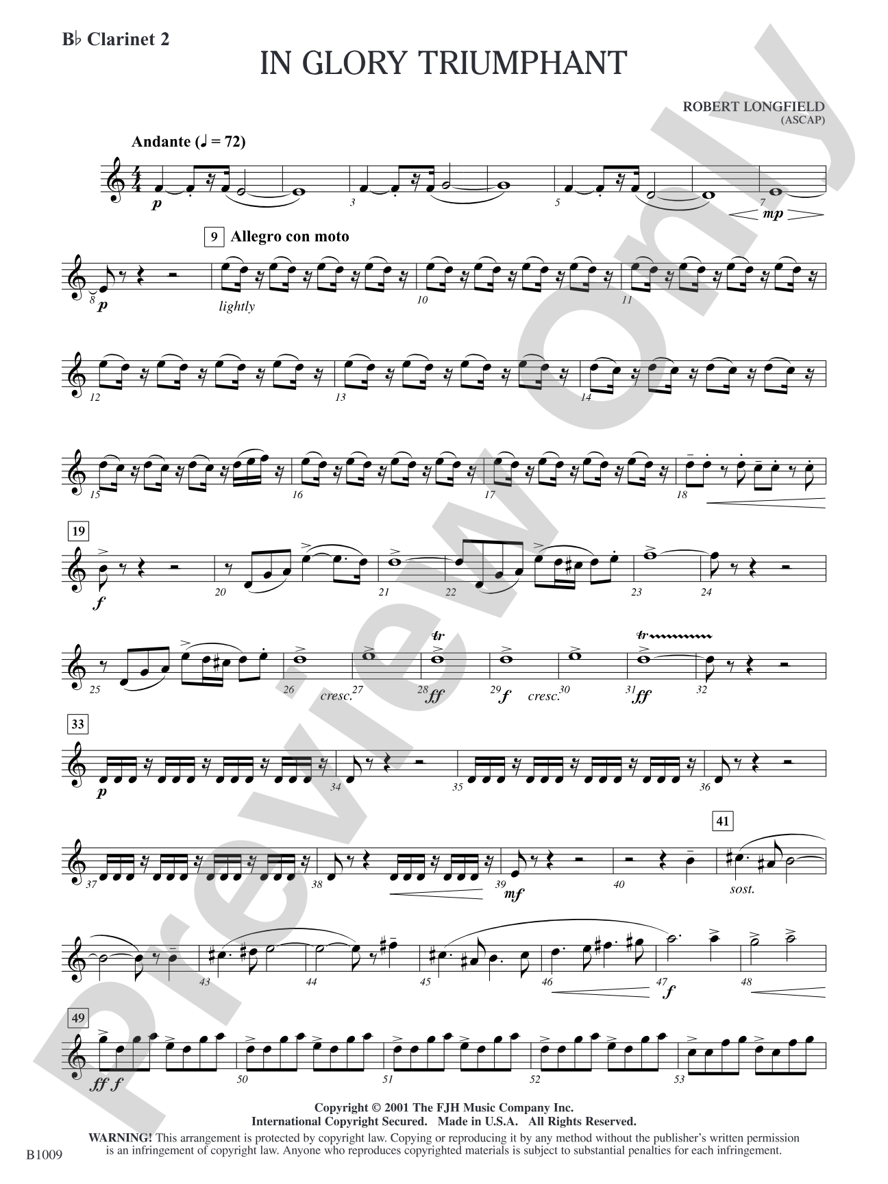 In Glory Triumphant: B-flat Clarinet 2