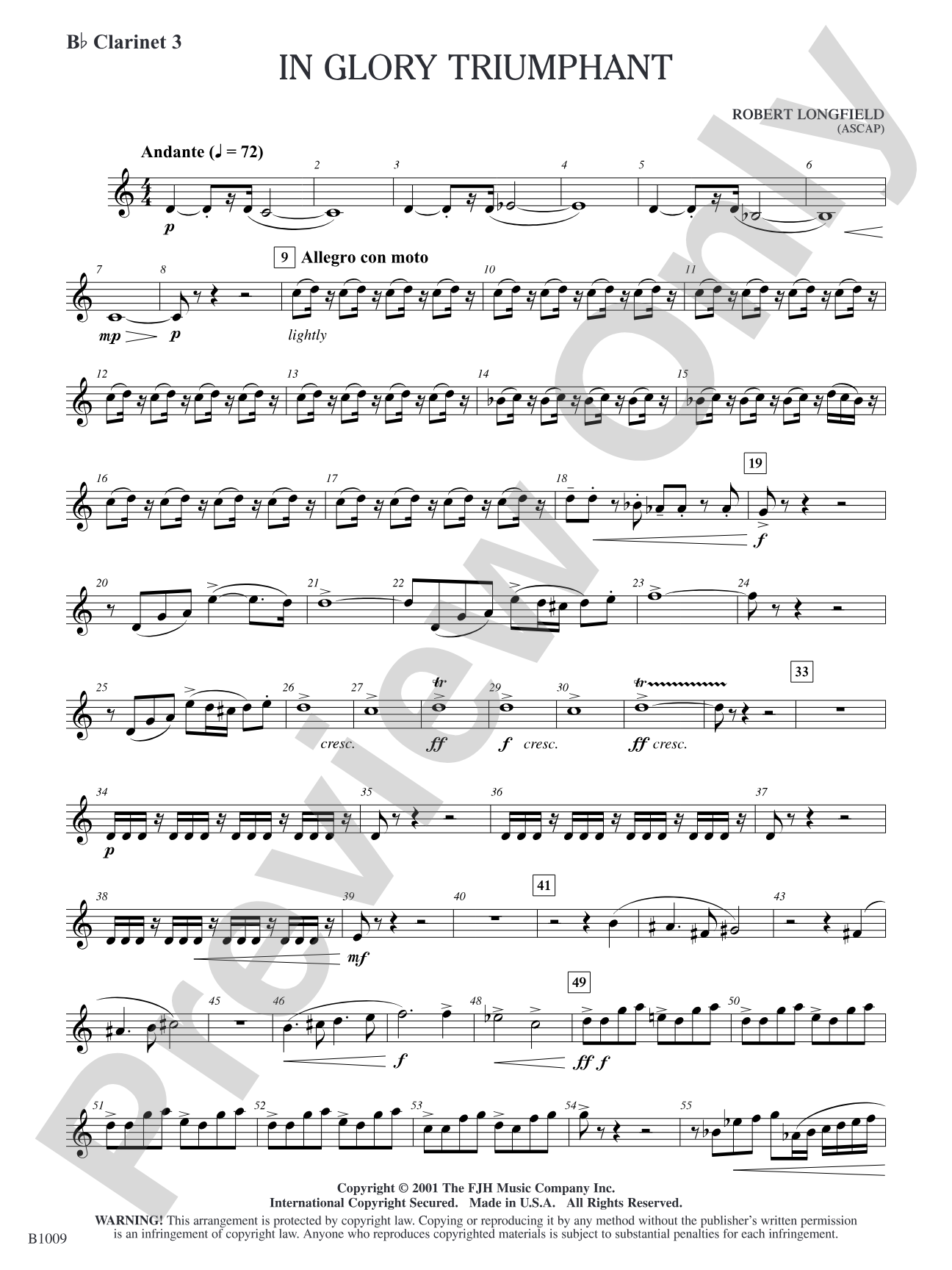 In Glory Triumphant: B-flat Clarinet 3