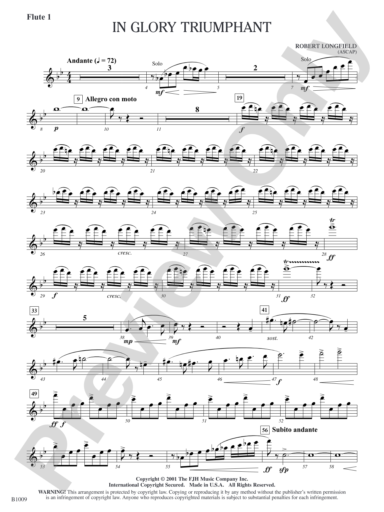 In Glory Triumphant: Flute 1