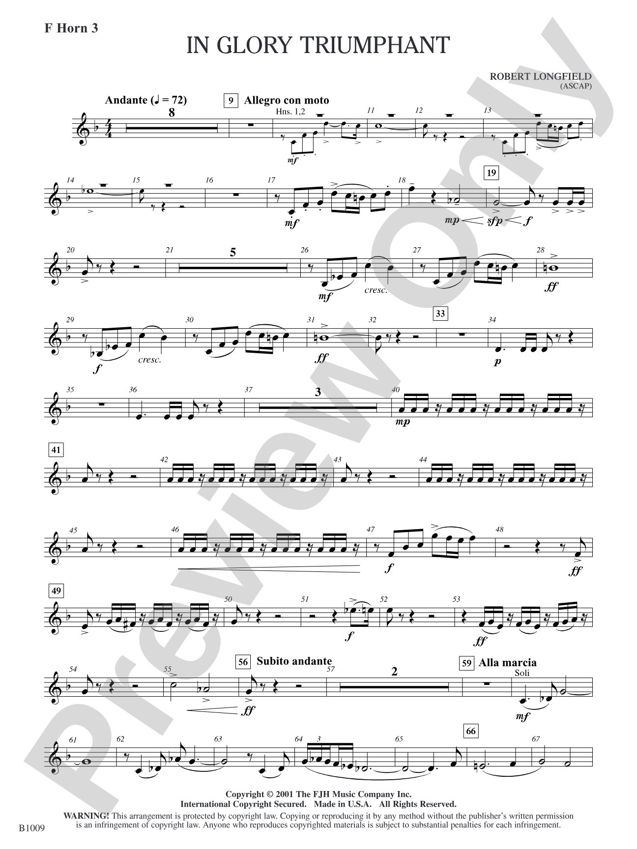In Glory Triumphant: F Horn 3