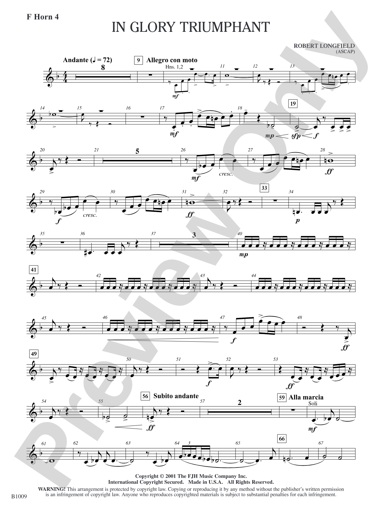In Glory Triumphant: F Horn 4