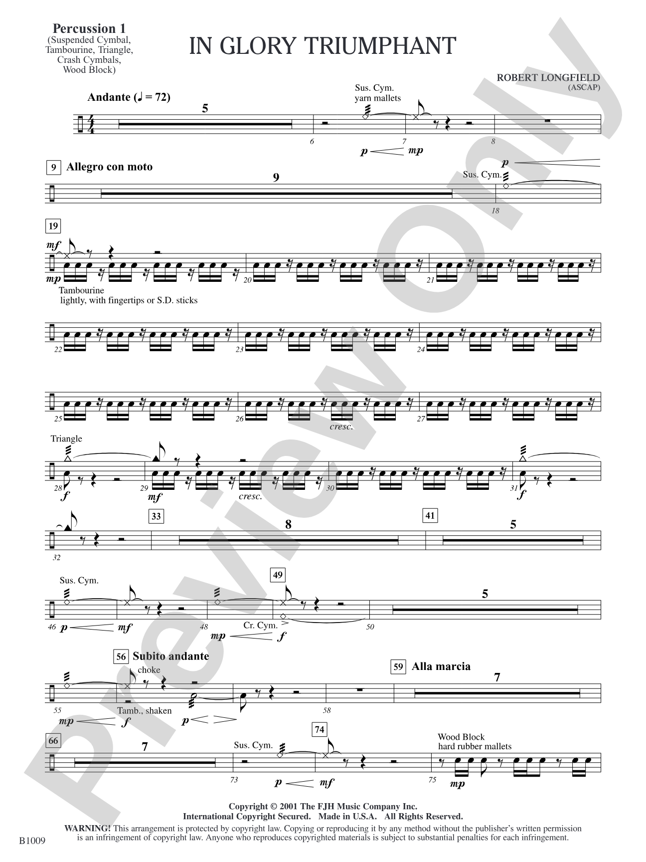 In Glory Triumphant: Percussion 1