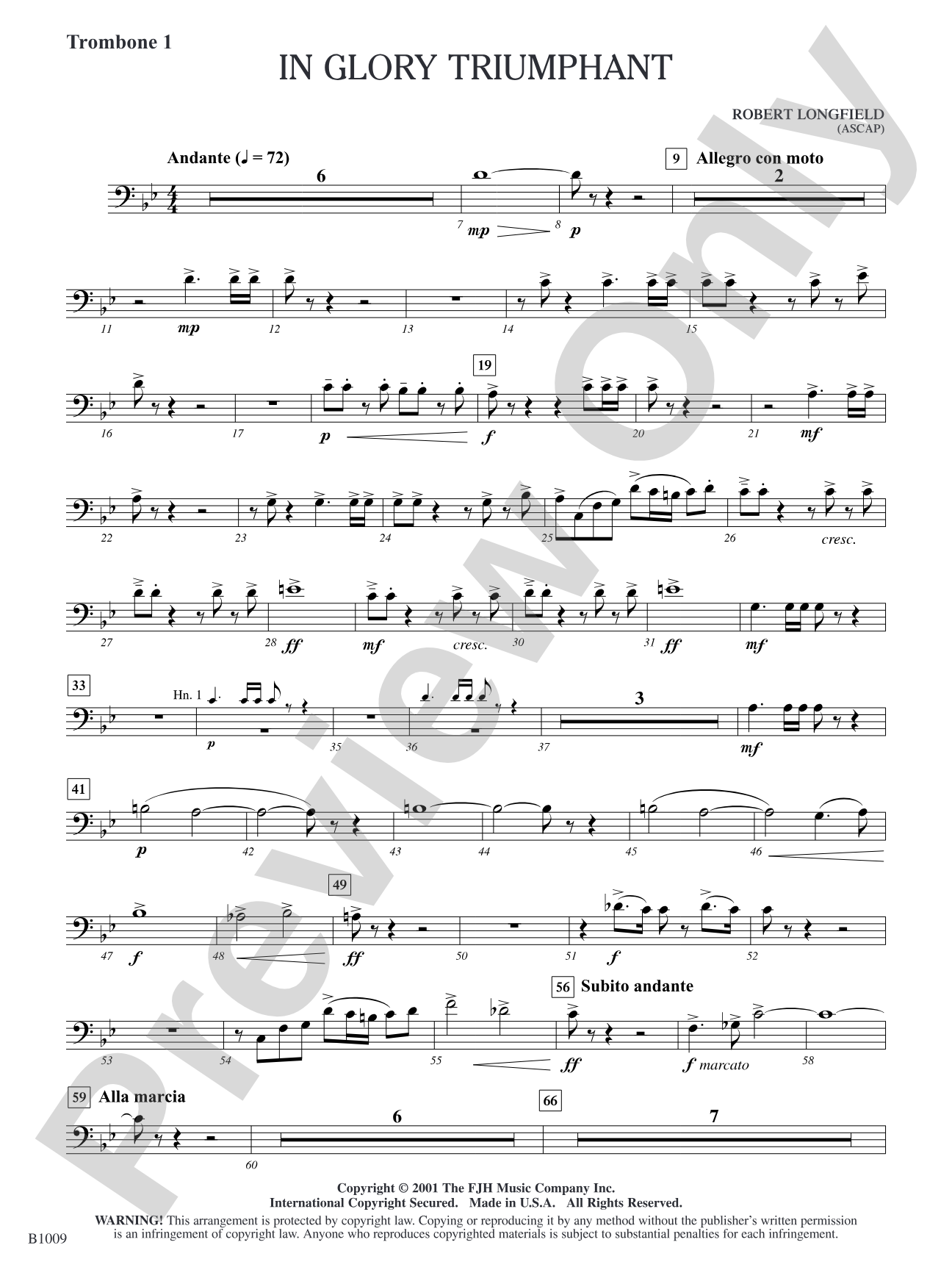 In Glory Triumphant: Trombone 1