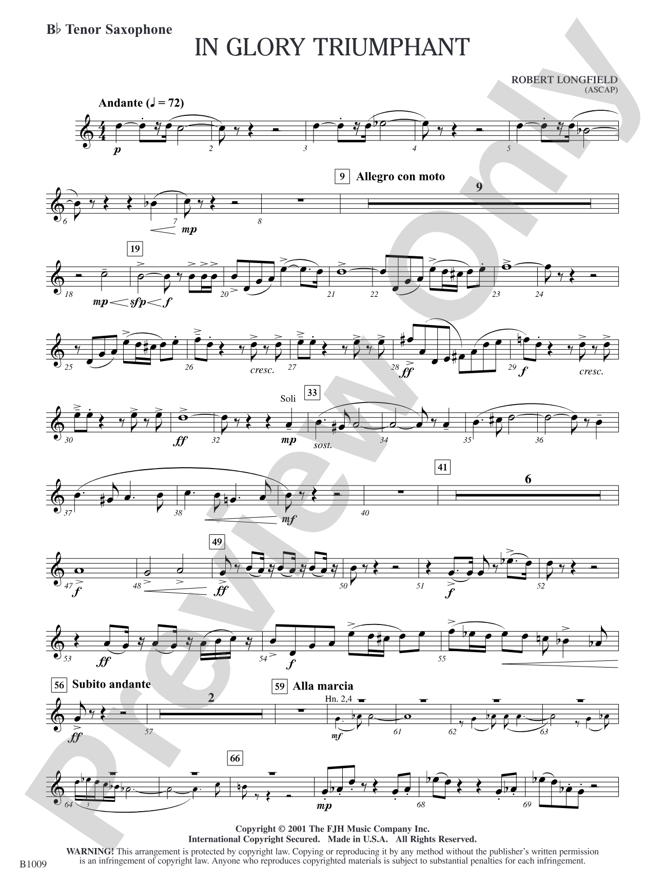 In Glory Triumphant: B-flat Tenor Saxophone