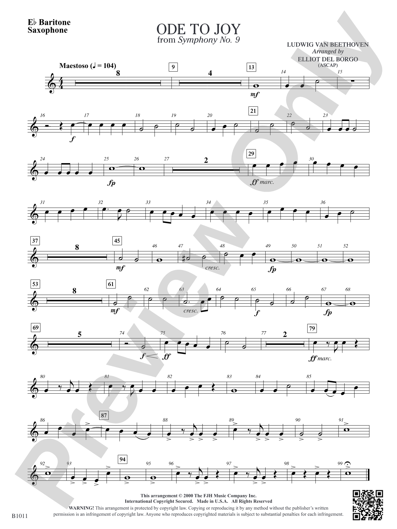 Ode to Joy: E-flat Baritone Saxophone