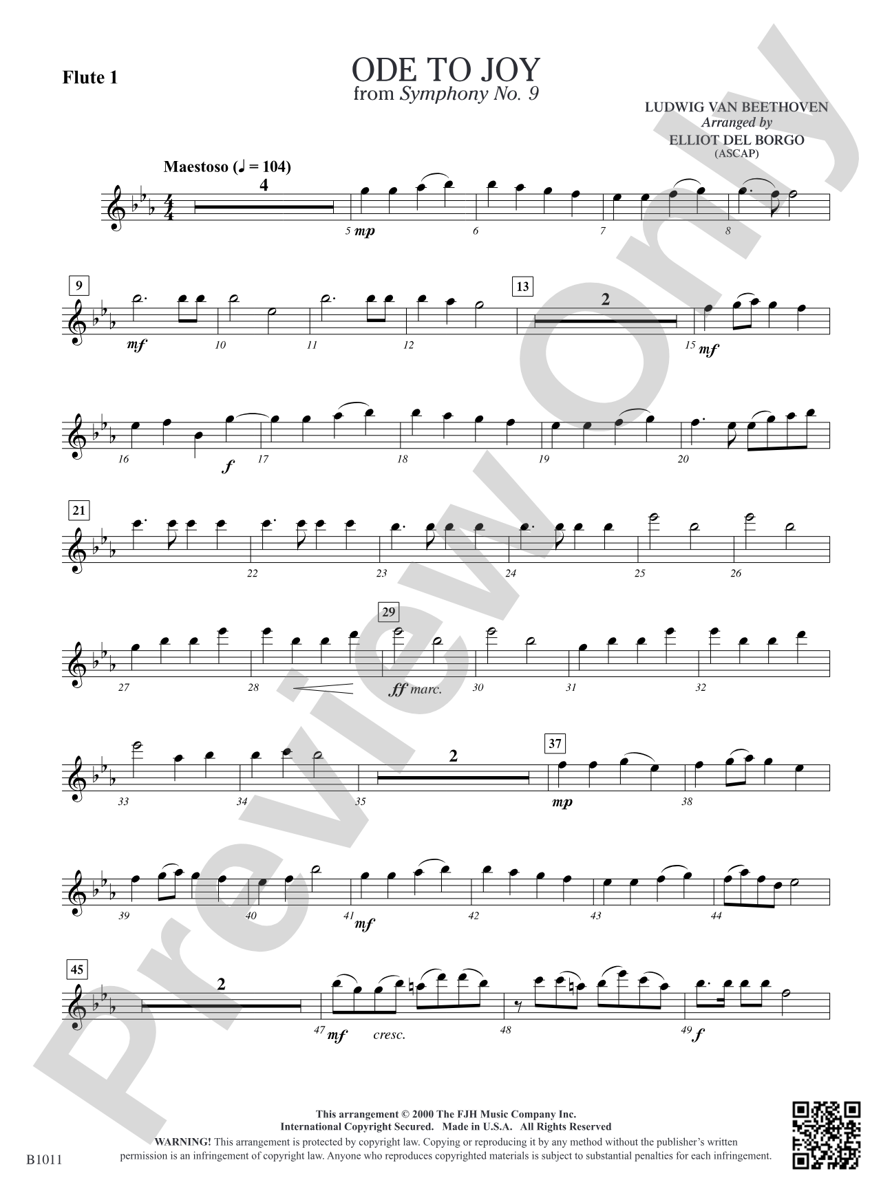 Ode to Joy: Flute 1