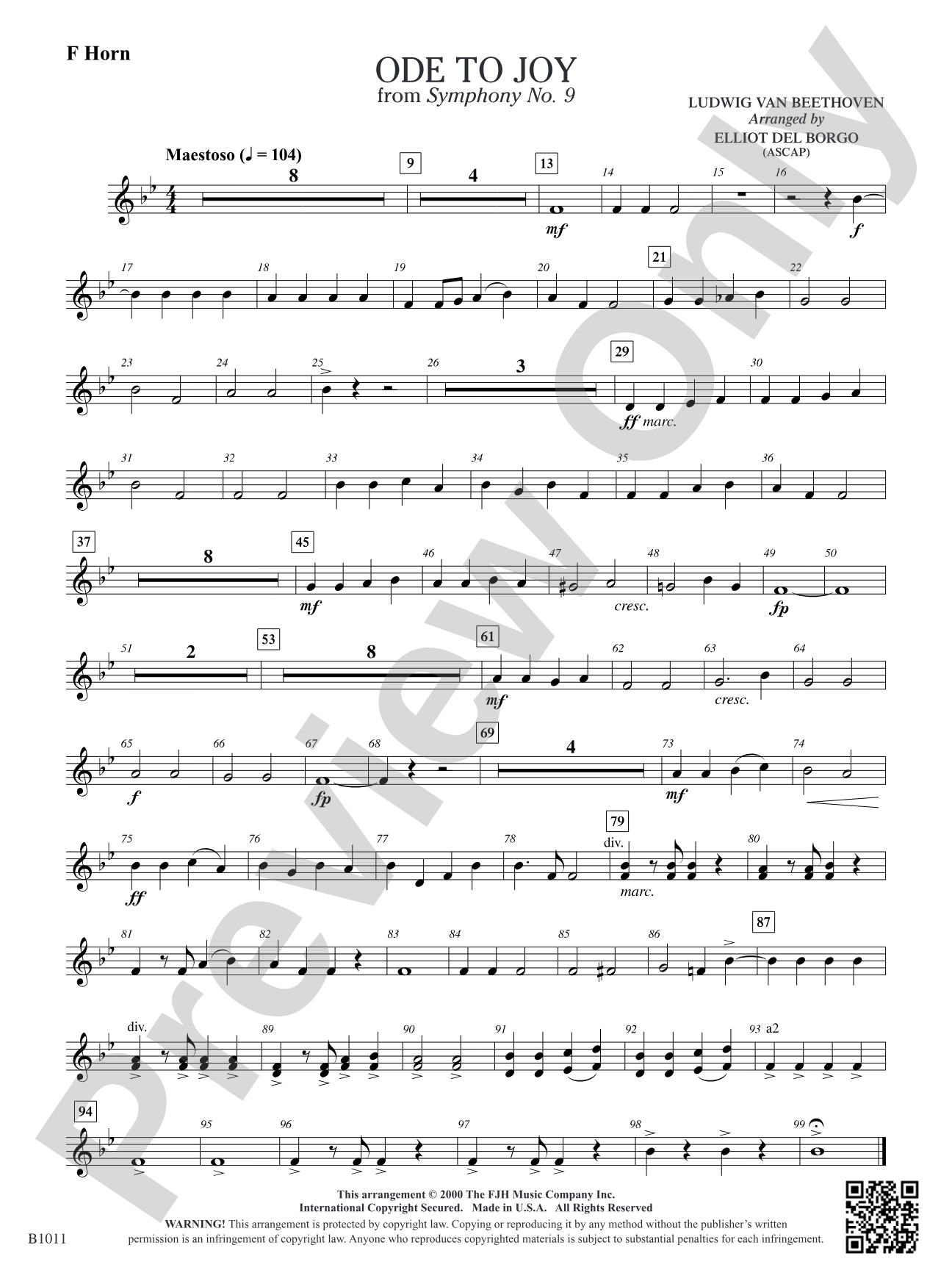 Ode to Joy: F Horn