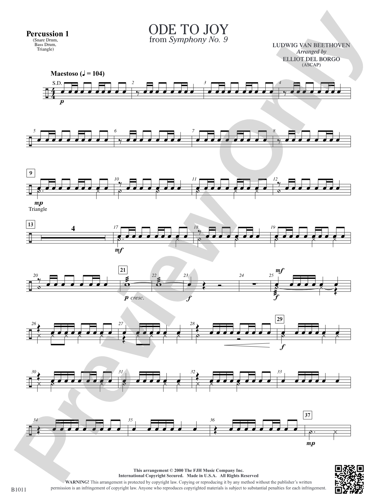 Ode to Joy: Percussion 1