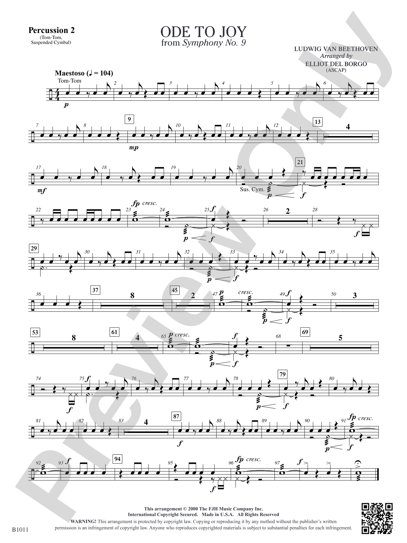 Ode to Joy: Percussion 2