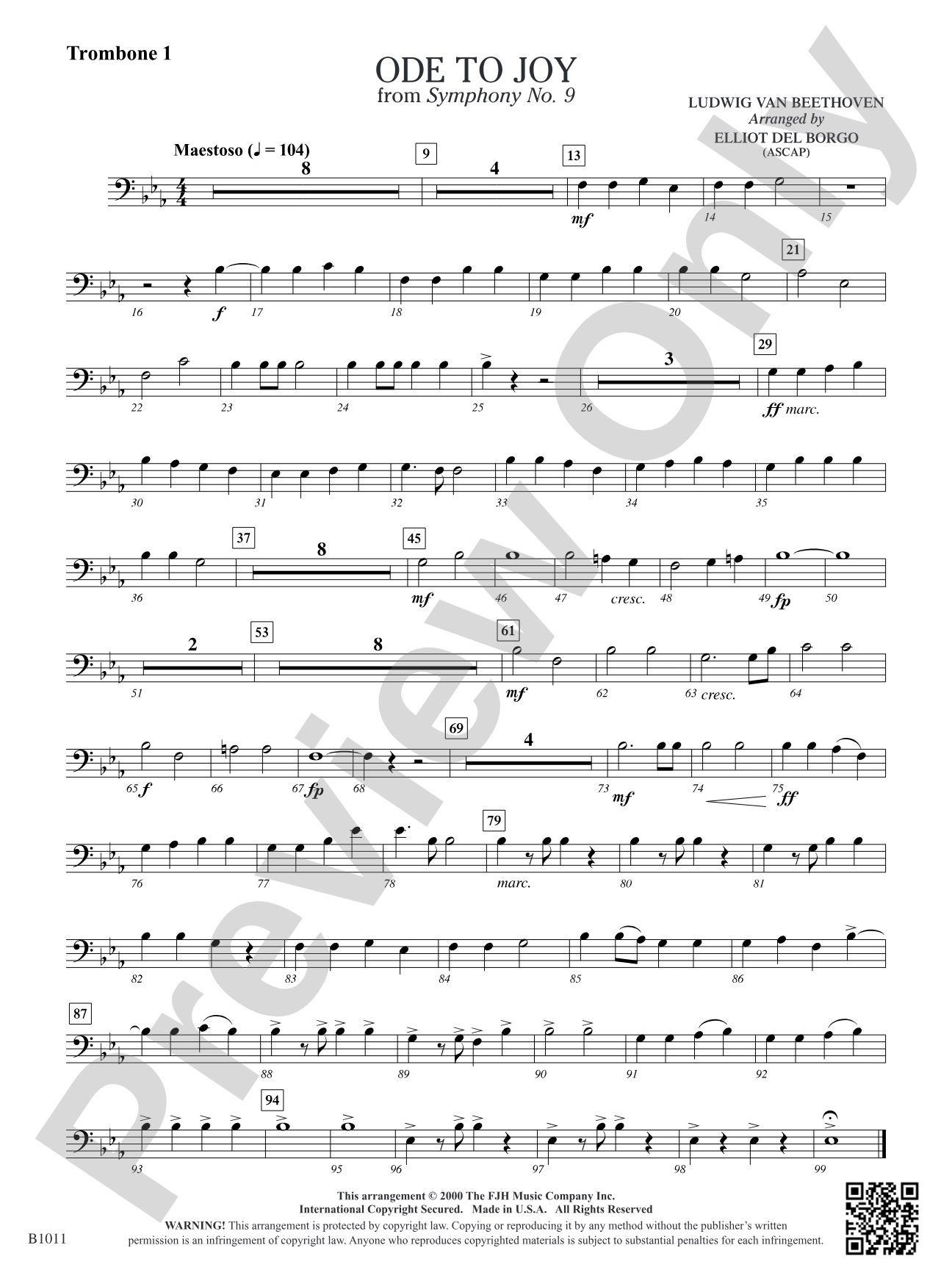 Ode to Joy: Trombone 1