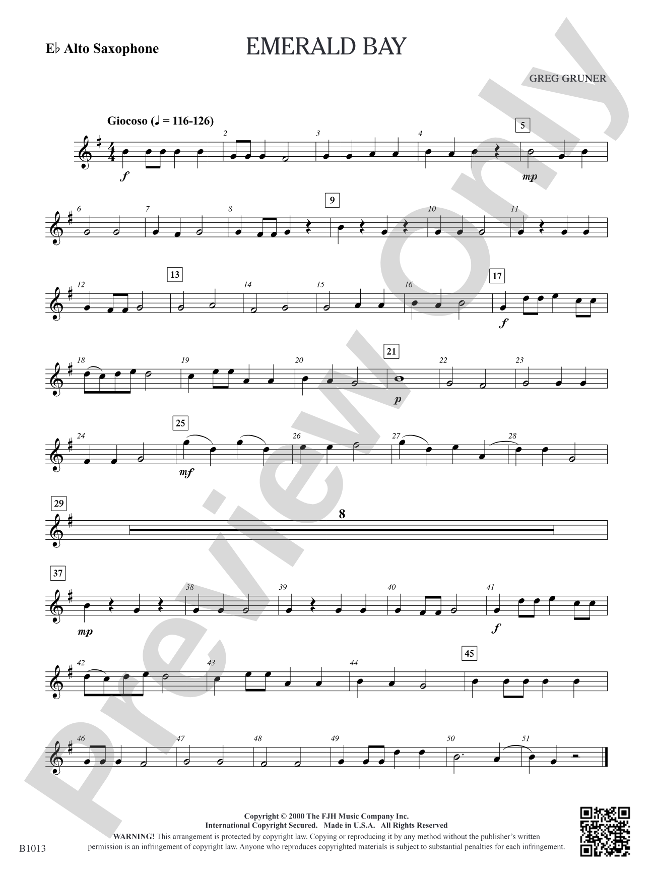 Emerald Bay: E-flat Alto Saxophone