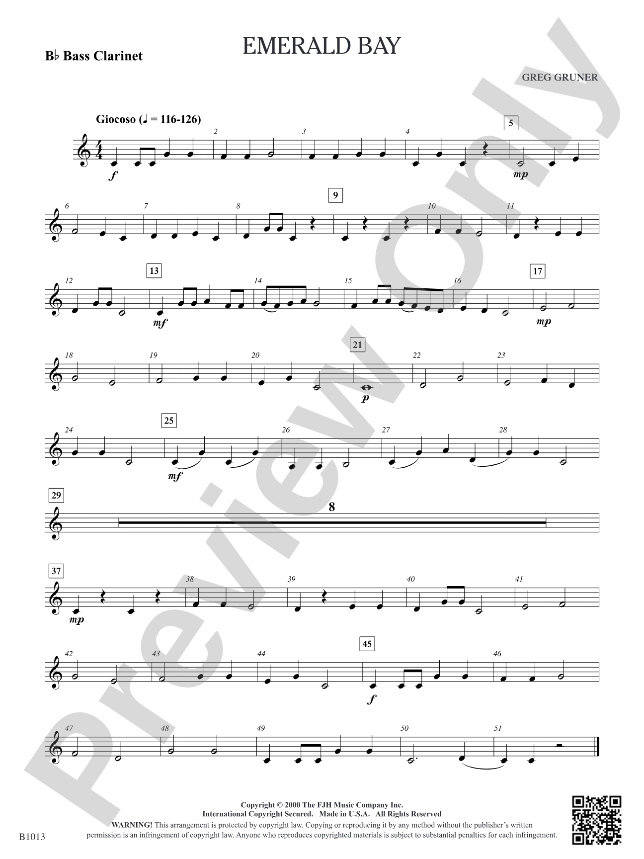Emerald Bay: B-flat Bass Clarinet
