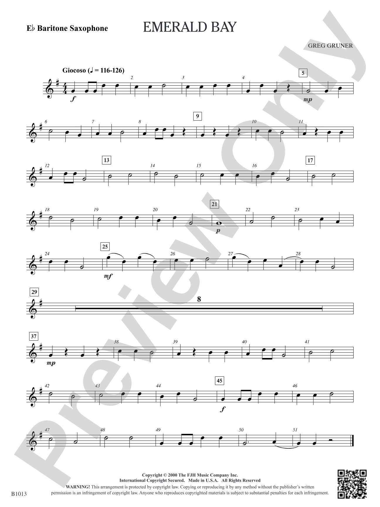Emerald Bay: E-flat Baritone Saxophone