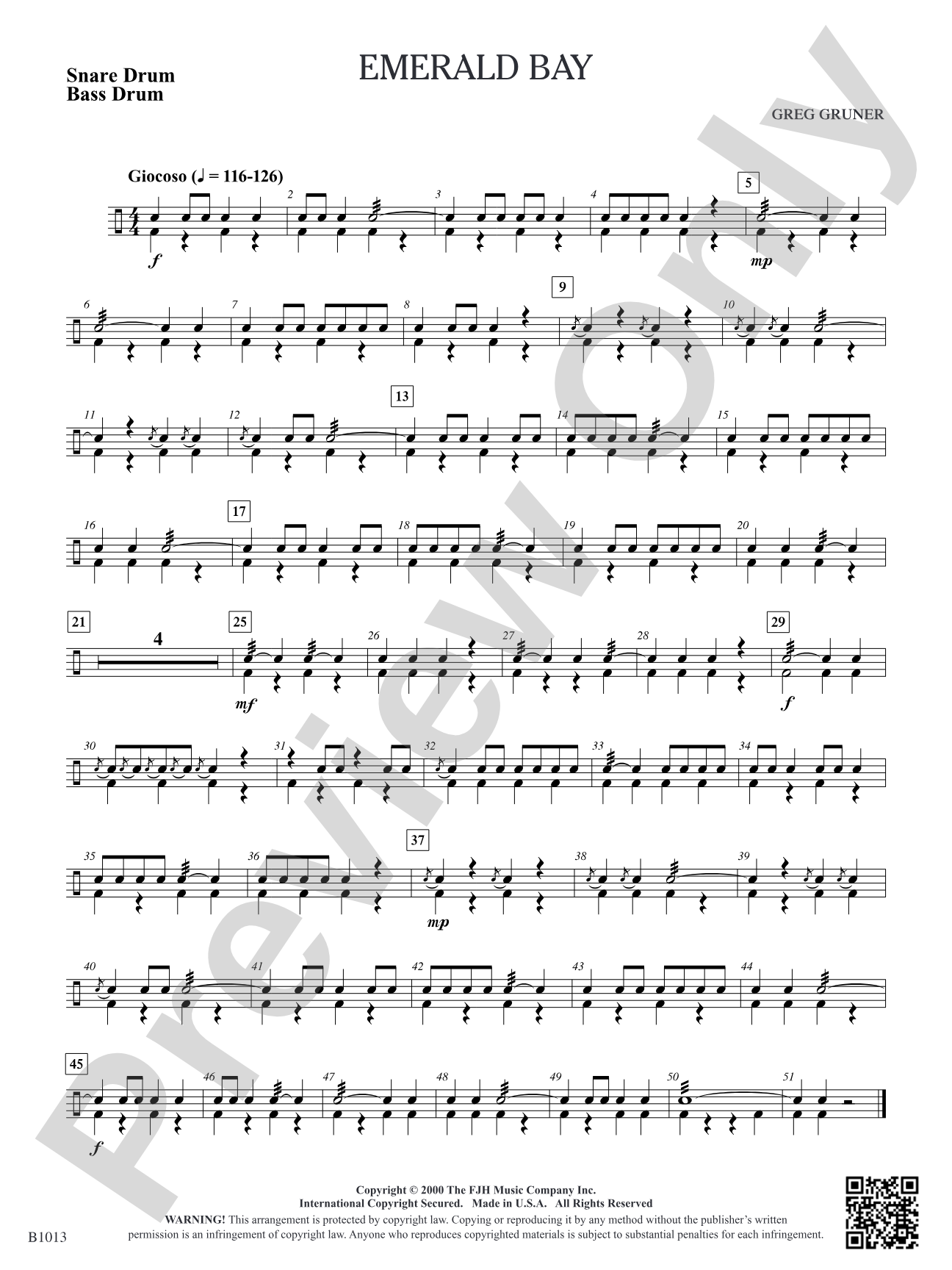 Emerald Bay: Snare Drum/Bass Drum