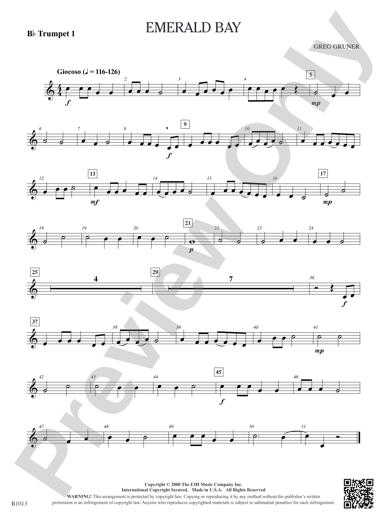 Emerald Bay: B-flat Trumpet 1