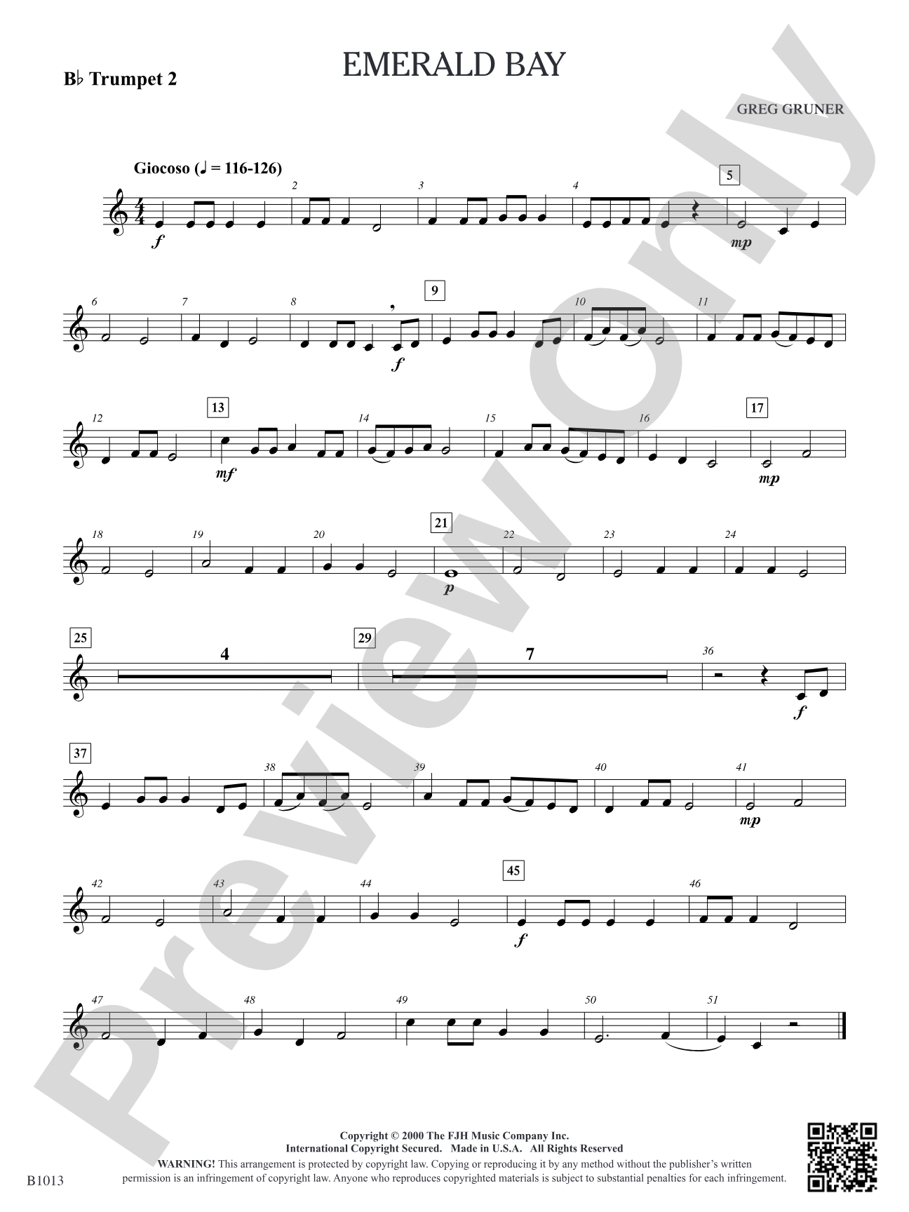 Emerald Bay: B-flat Trumpet 2