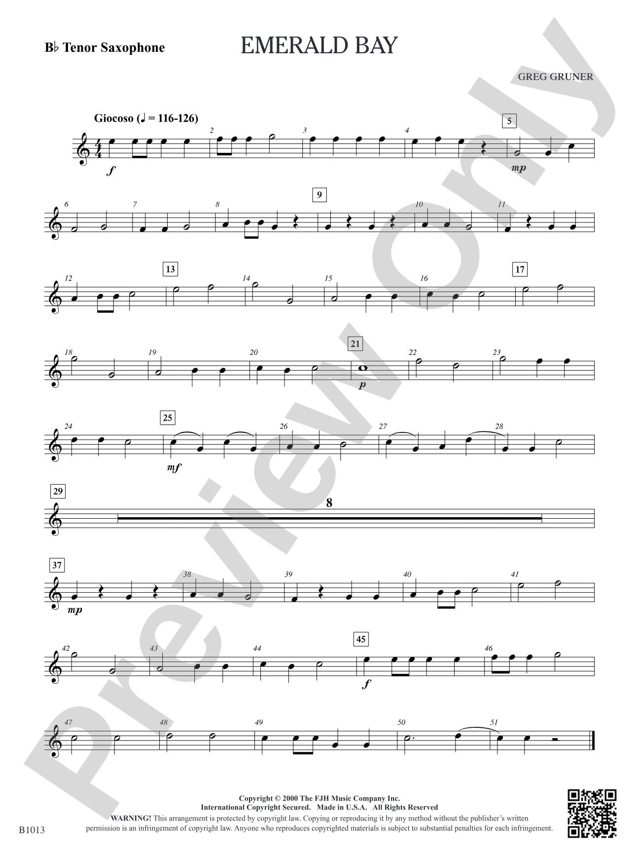 Emerald Bay: B-flat Tenor Saxophone