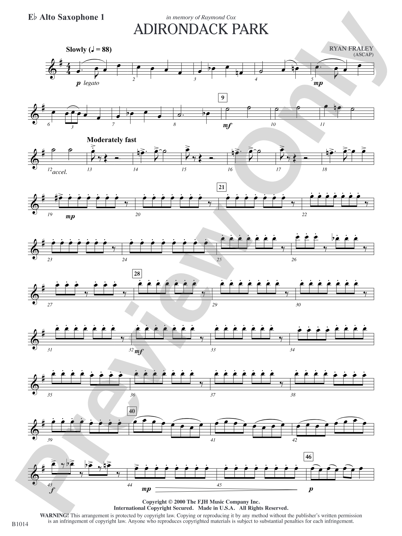 Adirondack Park: E-flat Alto Saxophone 1