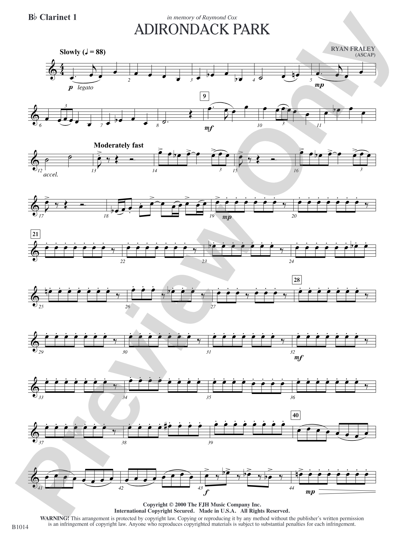 Adirondack Park: B-flat Clarinet 1