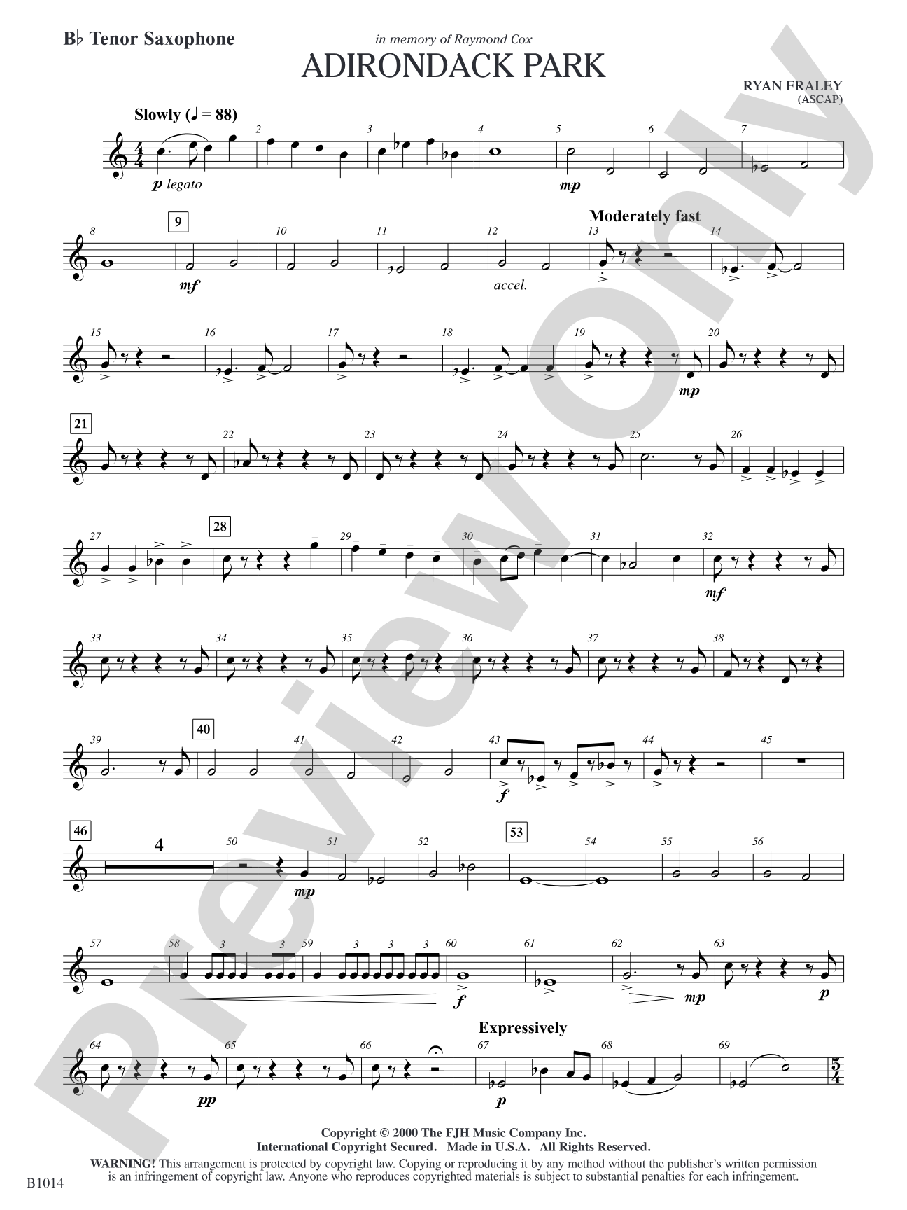 Adirondack Park: B-flat Tenor Saxophone