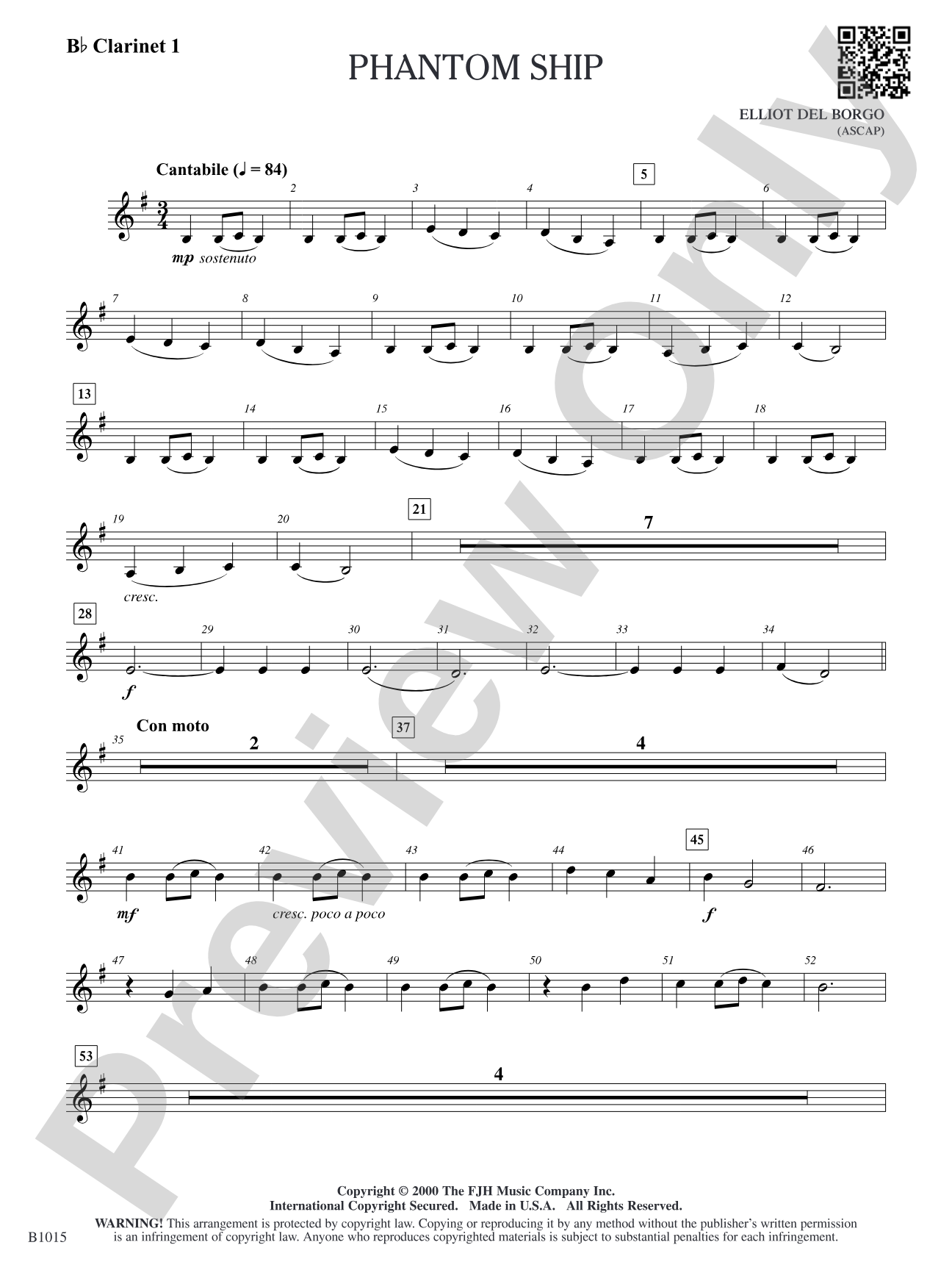 Phantom Ship: B-flat Clarinet 1