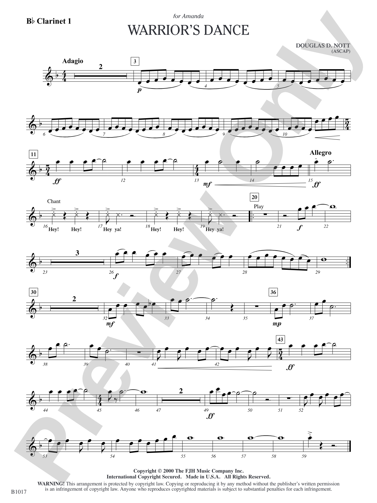 Warrior's Dance: B-flat Clarinet 1
