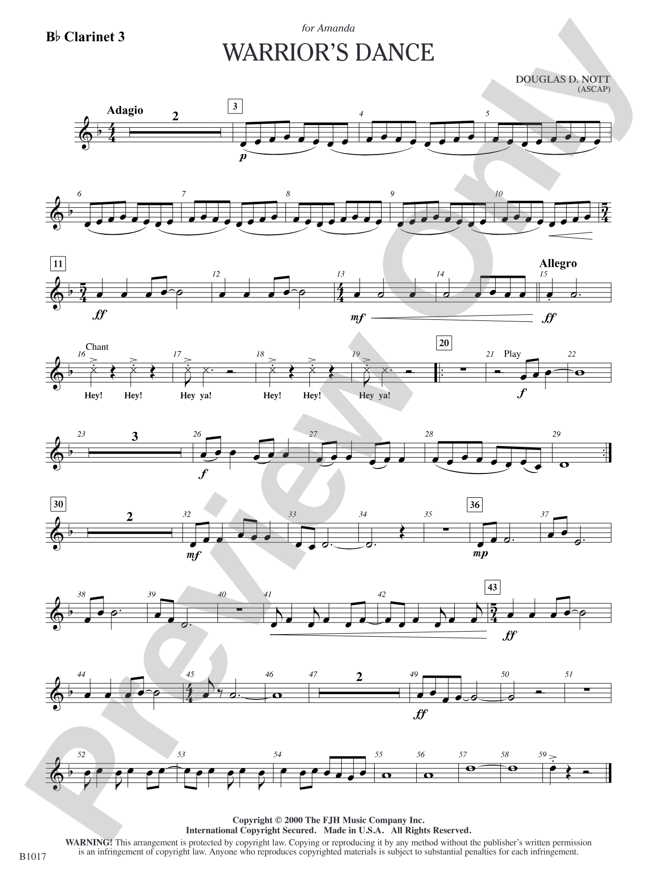 Warrior's Dance: B-flat Clarinet 3