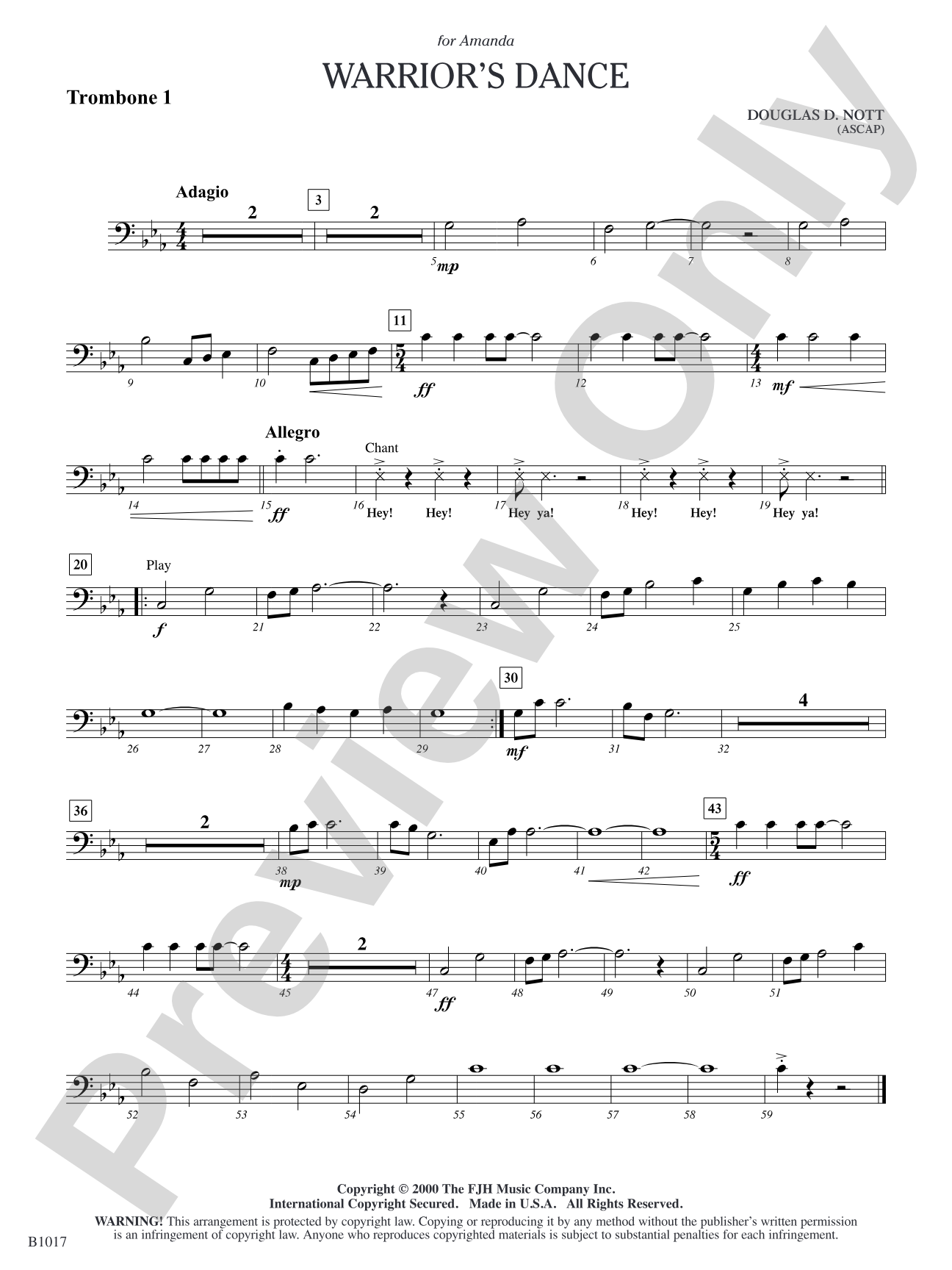 Warrior's Dance: Trombone 1