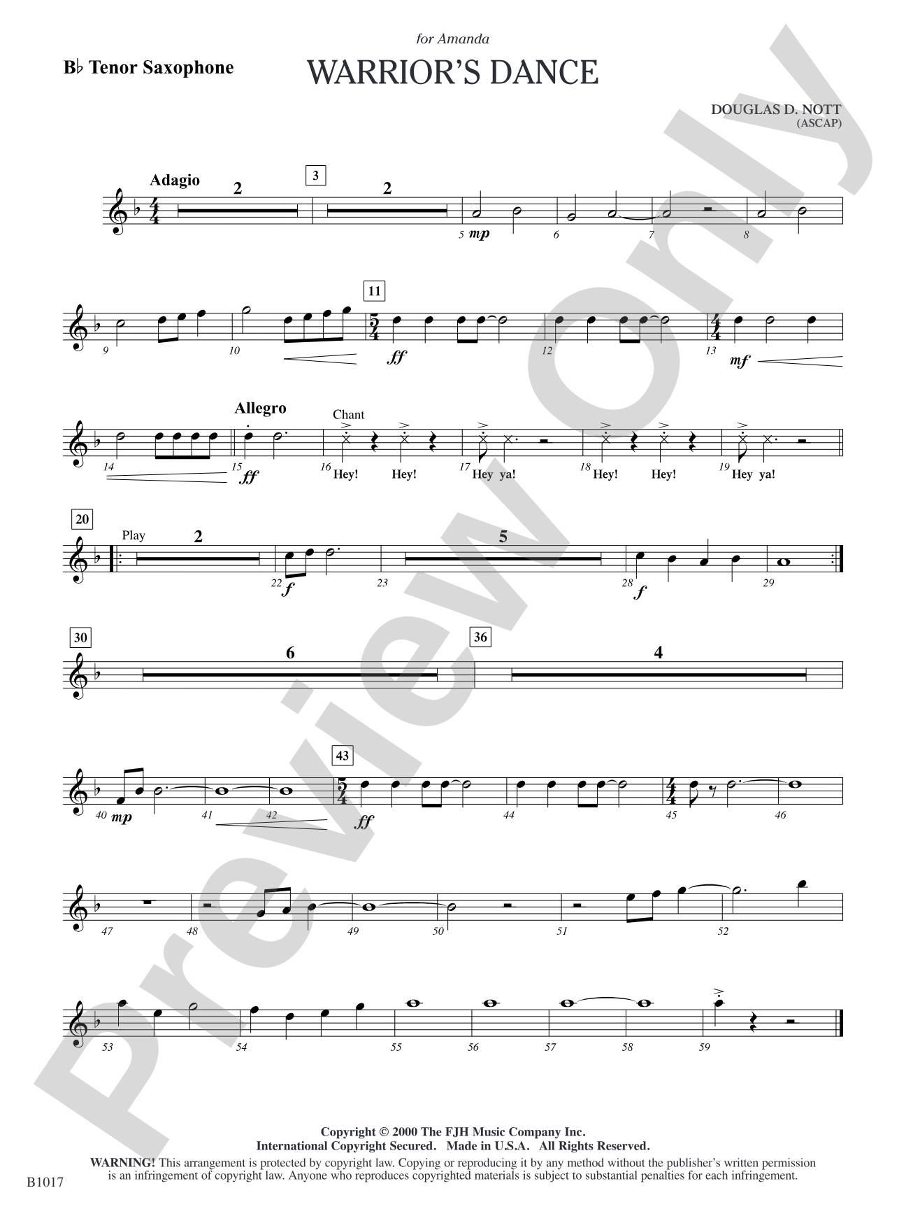 Warrior's Dance: B-flat Tenor Saxophone
