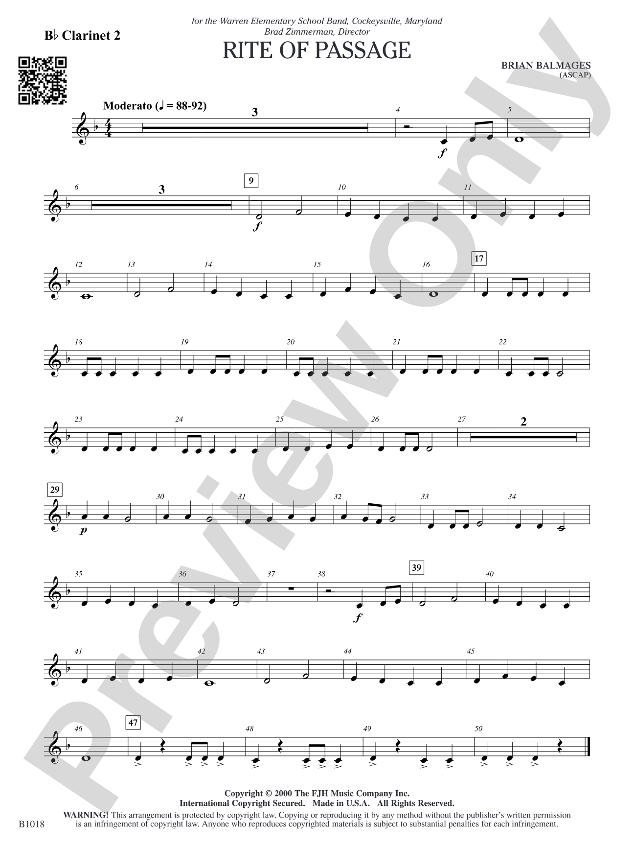 Rite of Passage: B-flat Clarinet 2