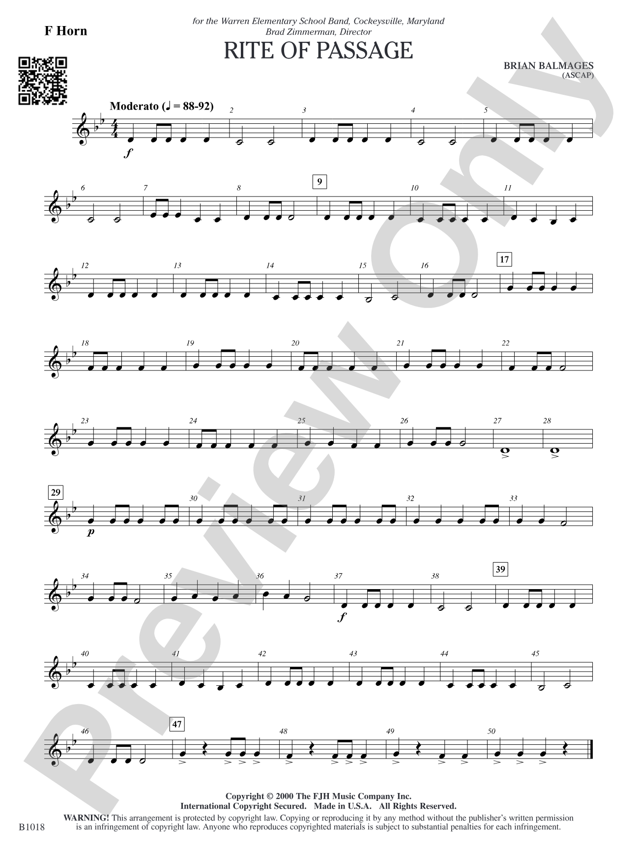 Rite of Passage: F Horn