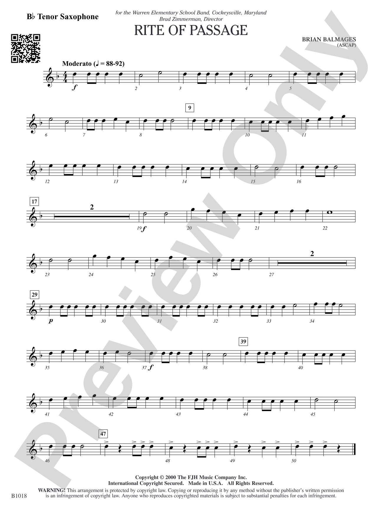 Rite of Passage: B-flat Tenor Saxophone